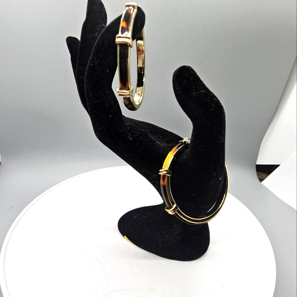 NEW Lauren Ralph Lauren Tortoise Gold Hoop Earrings, matching necklace